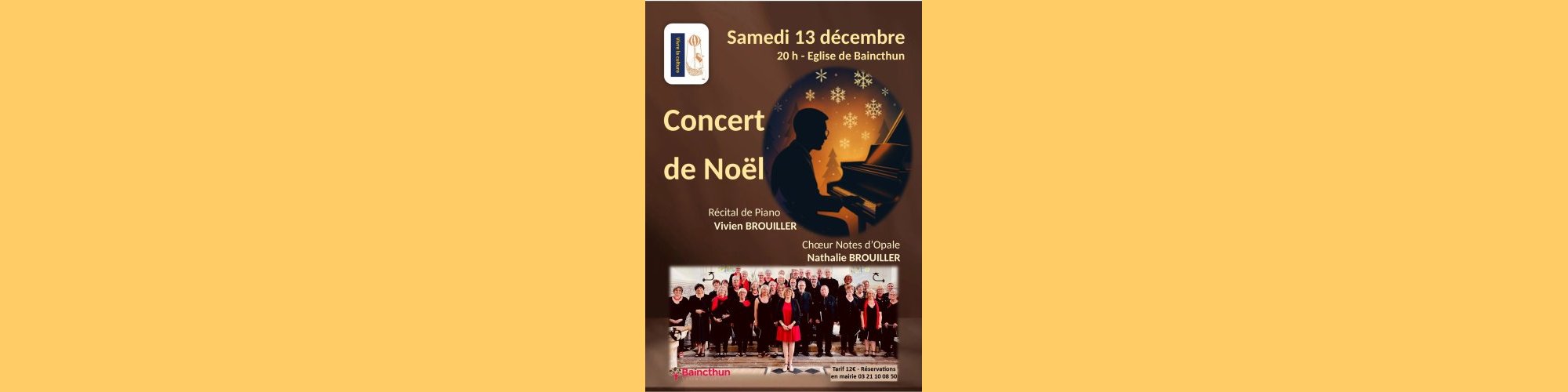 Concert de Noël - Piano et choeur Notes d'Opale - 13 décembre 2025 à 20 h église de Baincthun