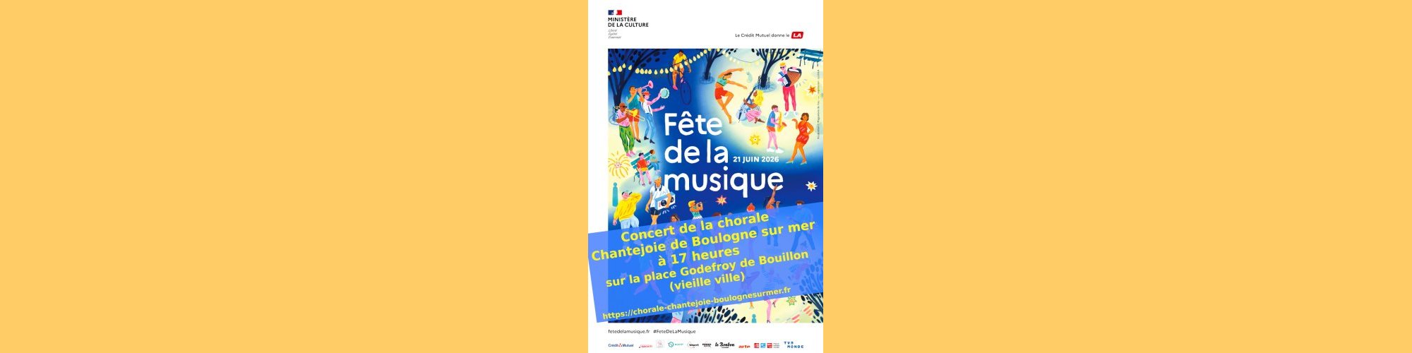 Fête de la musique, concert le 21 juin à 17 h sur la place Godefroy de Bouillon (mairie - vieille ville)